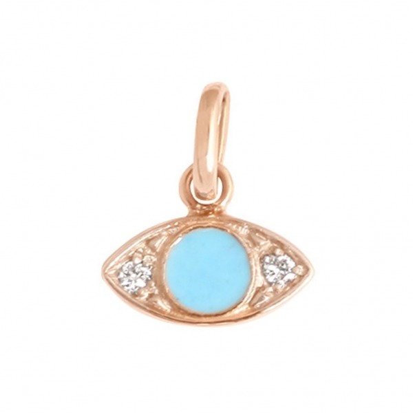 Pendentif gigi CLOZEAU Voyage oeil or rose, diamants et résine bleue