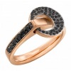 Bague Lilistone L'Originale-Motif Rond tout or rose et diamants noirs