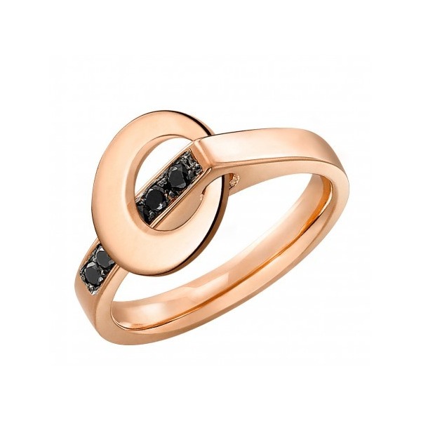 Bague Lilistone L'Originale-Motif Rond tout or rose et diamants noirs