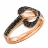 Bague Lilistone L'Originale-Motif Coeur tout or rose et diamants noirs