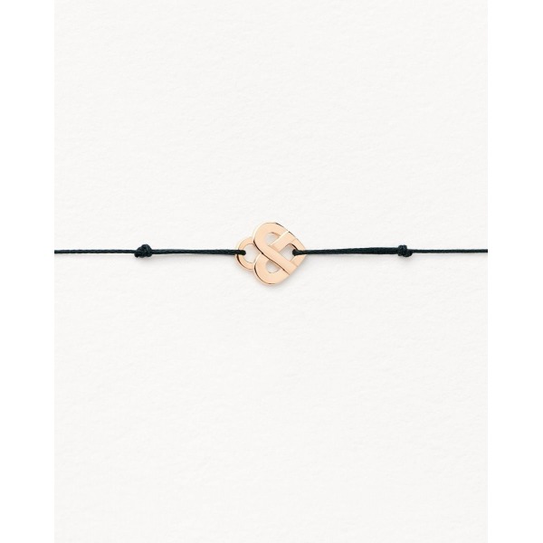 Bracelet Poiray Sur Cordon Coeur Or Rose