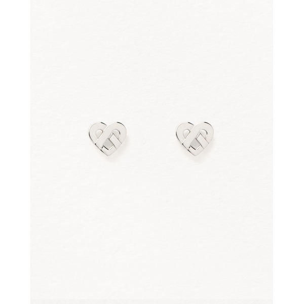 Boucles d'Oreilles Poiray Coeur Entrelacé Or Blanc