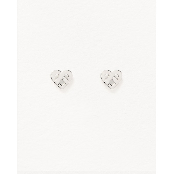 Boucles d'Oreilles Poiray Coeur Entrelacé Or Blanc