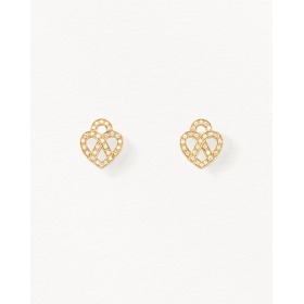 Boucles d'Oreilles Poiray Coeur Entrelacé Or Jaune Et Diamants