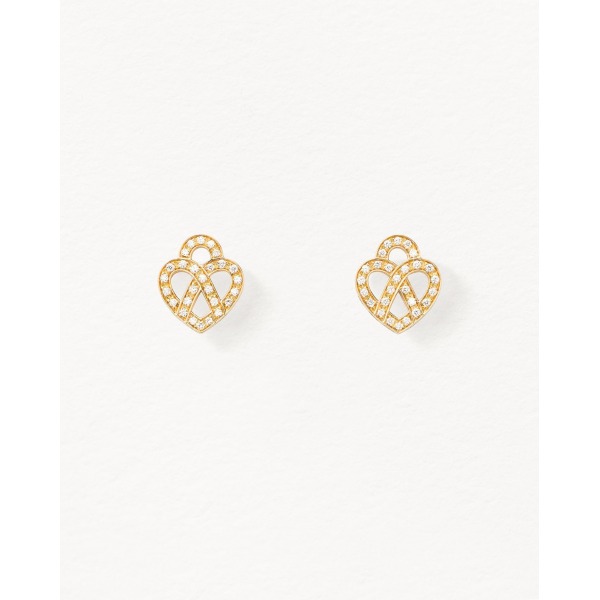 Boucles d'Oreilles Poiray Coeur Entrelacé Or Jaune Et Diamants