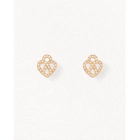 Boucles d'Oreilles Poiray Coeur Entrelacé Or Rose Et Diamants