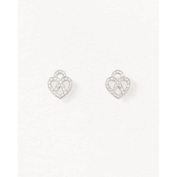 Boucles d'Oreilles Poiray Coeur Entrelacé Or Blanc Et Diamants