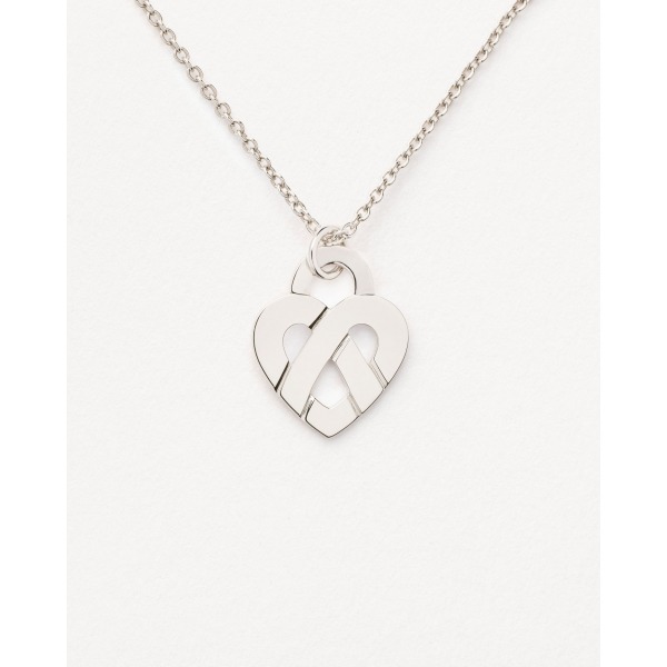Pendentif Poiray Coeur Entrelacé Or Blanc Moyen Modèle
