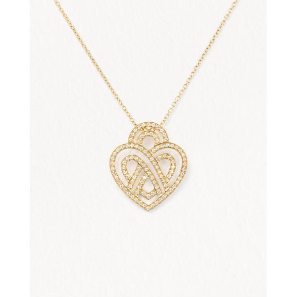 Collier Poiray Coeur Entrelacé Moyen Modèle Or Jaune Et Diamants