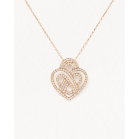 Collier Poiray Coeur Entrelacé Moyen Modèle Or Rose Et Diamants