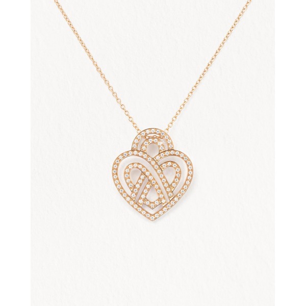Collier Poiray Coeur Entrelacé Moyen Modèle Or Rose Et Diamants