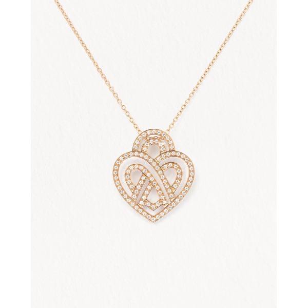 Collier Poiray Coeur Entrelacé Moyen Modèle Or Rose Et Diamants