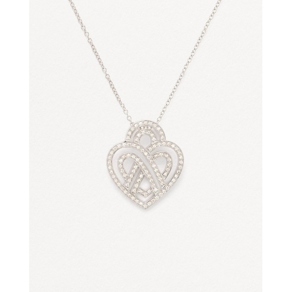Collier Poiray Coeur Entrelacé Moyen Modèle Or Blanc Et Diamants