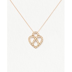 Collier Poiray Coeur Entrelacé Petit Modèle Or Rose Et Diamants