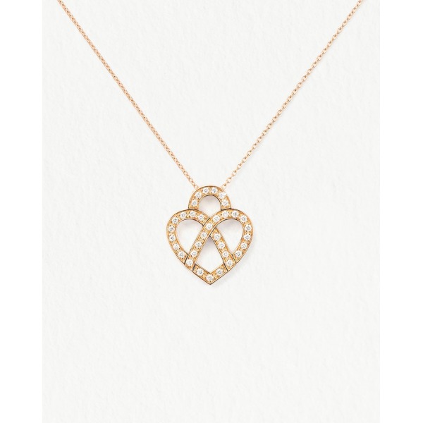 Collier Poiray Coeur Entrelacé Petit Modèle Or Rose Et Diamants