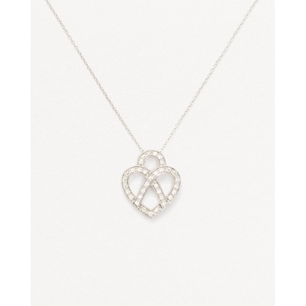 Collier Poiray Coeur Entrelacé Petit Modèle Or Blanc Et Diamants