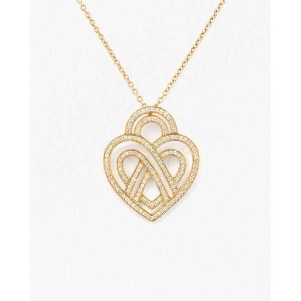 Collier Poiray Coeur Entrelacé Grand Modèle Or Jaune Et Diamants