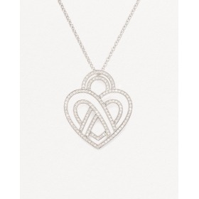 Collier Poiray Coeur Entrelacé Grand Modèle Or Blanc Et Diamants