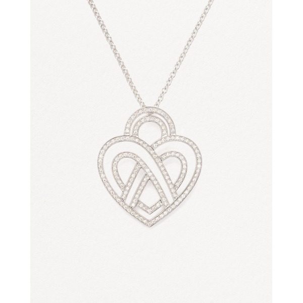 Collier Poiray Coeur Entrelacé Grand Modèle Or Blanc Et Diamants