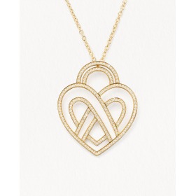 Collier Poiray Coeur Entralacé Très Grand Modèle Or Jaune Et Diamants