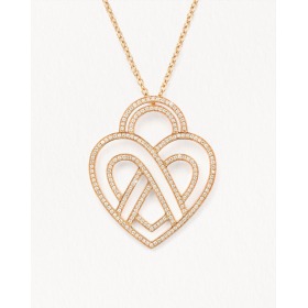 Collier Poiray Coeur Entrelacé Très Grand Modèle Or Rose Et Diamant