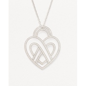 Collier Poiray Coeur Entrelacé Très Grand Modèle Or Blanc Et Diamant
