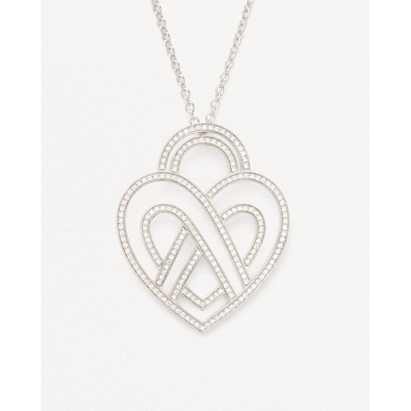 Collier Poiray Coeur Entrelacé Très Grand Modèle Or Blanc Et Diamant