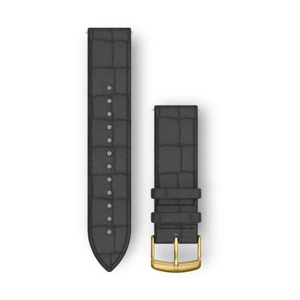 Bracelet Montre Garmin Dégagement Rapide 20mm Cuir Italien Noir