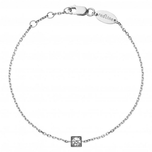 Bracelet REDLINE CUBE chaîne carré avec diamant 0.10 carat en serti clos or blanc