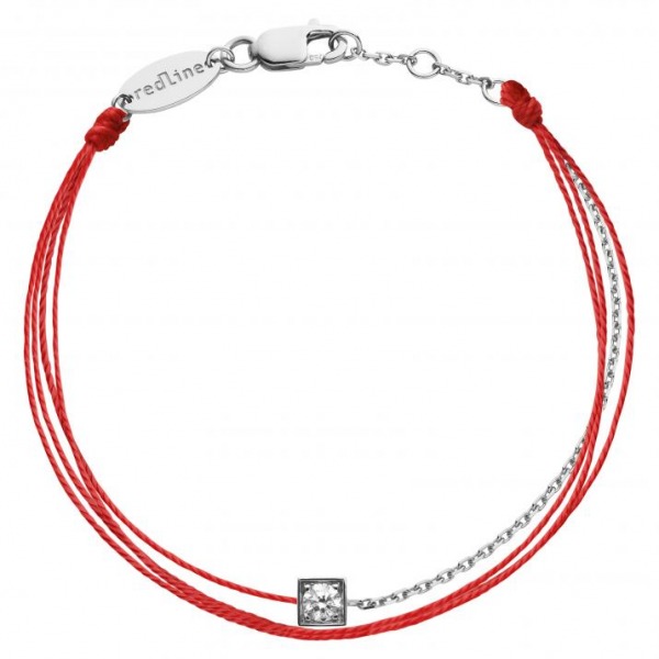 Bracelet REDLINE CUBE double multifils carré avec diamant 0.10 carat en serti clos or blanc