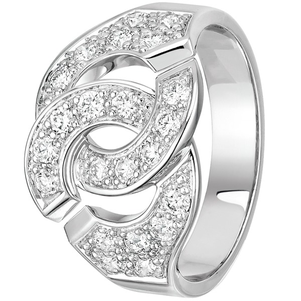 Bague Menottes Dinh Van R12 or blanc diamants