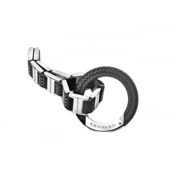 Porte-clefs Chopard Racing caoutchouc noir et Acier