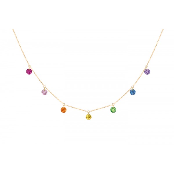 Collier La Brune &amp; La Blonde Confetti Rainbow 7 pierres multicolores or jaune 2 carats