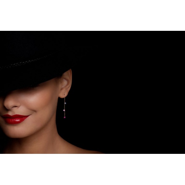 Pendants d’Oreilles La Brune &amp; La Blonde Confetti VENICE 6 pierres 0.80 carat or rose