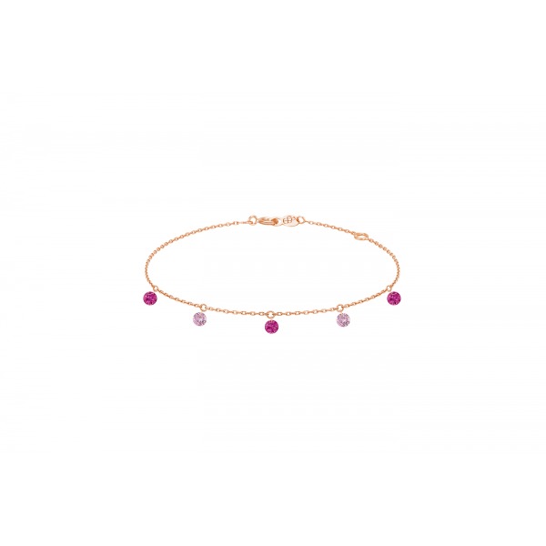 Bracelet La Brune & La Blonde Confetti Rose 5 pierres 0.65 carat or rose