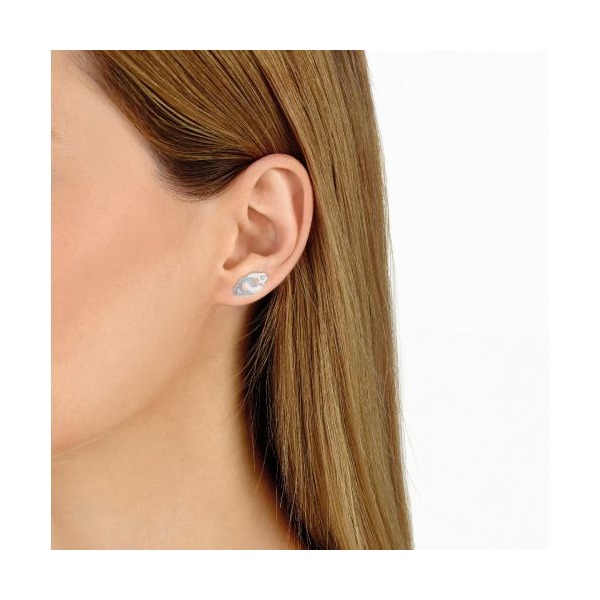 Mono boucle d'oreille Menottes DINH VAN R8 or blanc 2 diamants