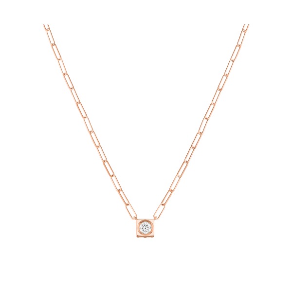 Collier Dinh Van Le Cube Diamant grand modèle or rose 1 diamant 0,25 carat