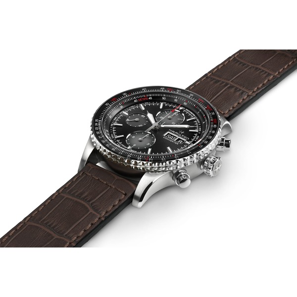 Montre Hamilton Khaki Aviation Converter Auto Chrono bracelet cuir 44mm