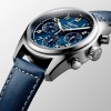Montre Longines Spirit Chronographe 42 mm cadran bleu bracelet cuir