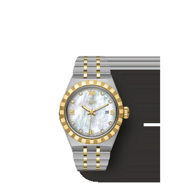 Montre Femme Tudor Royal 28mm Boîtier Acier Cadran Nacré serti de diamants