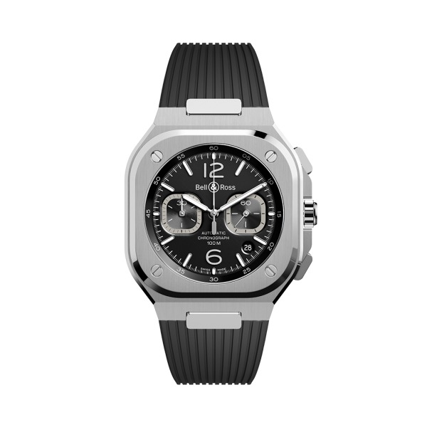 Montre BELL & ROSS BR05 Chrono Black Steel Bracelet Caoutchouc