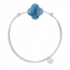 Bracelet Morganne Bello Friandise Trèfle Quartz Bleu Cordon Gris Souris