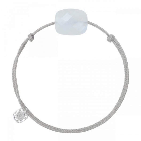 Bracelet Morganne Bello Friandise Coussin Pierre de Lune Arc en Ciel Cordon Gris Souris