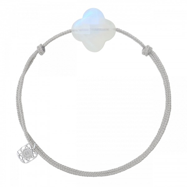 Bracelet Morganne Bello Friandise Trèfle Pierre de Lune Arc en Ciel Cordon Gris Souris