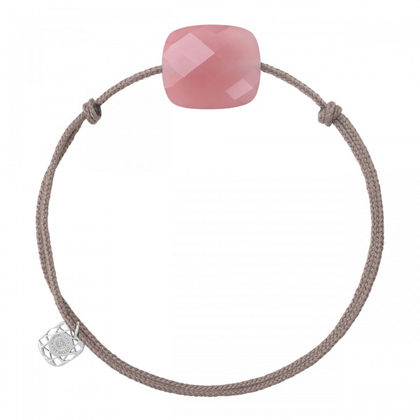 Bracelet Morganne Bello Friandise Coussin Oversize Guava Quartz Cordon Taupe