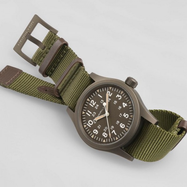 Montre Hamilton Khaki Field Mechanical Cadran Vert Bracelet Nato Vert