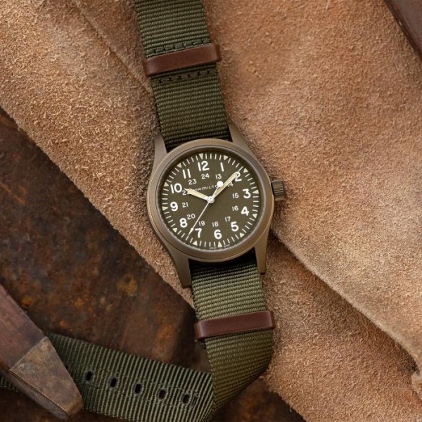 Montre Hamilton Khaki Field Mechanical Cadran Vert Bracelet Nato Vert