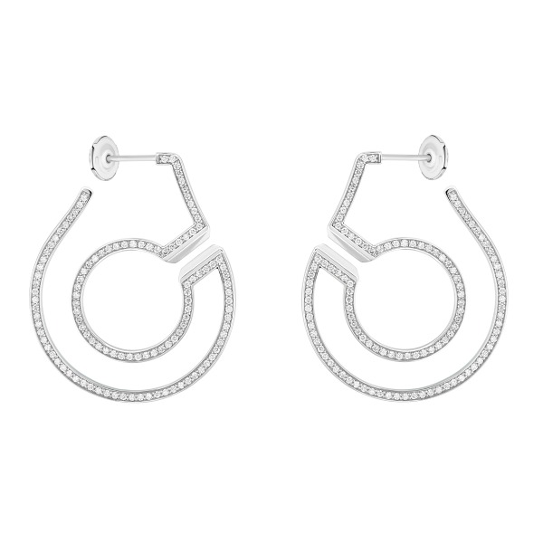 Créoles Menottes Dinh Van R27,5 or Blanc & Diamants