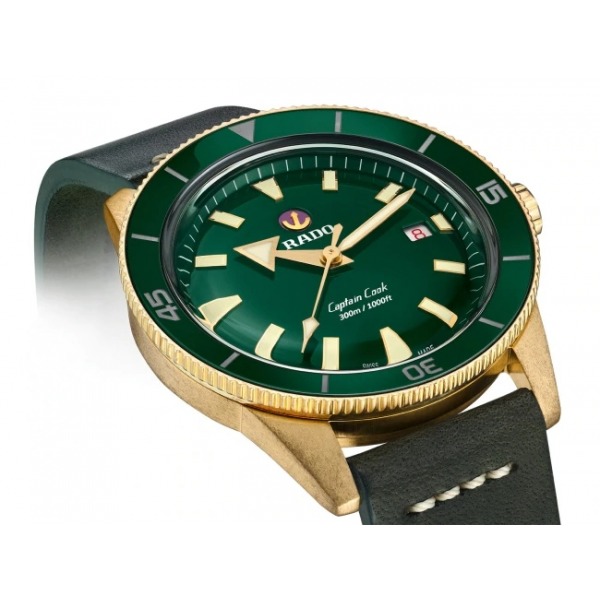 Montre Rado Captain Cook Automatic Bronze Cadran Vert Bracelet Cuir