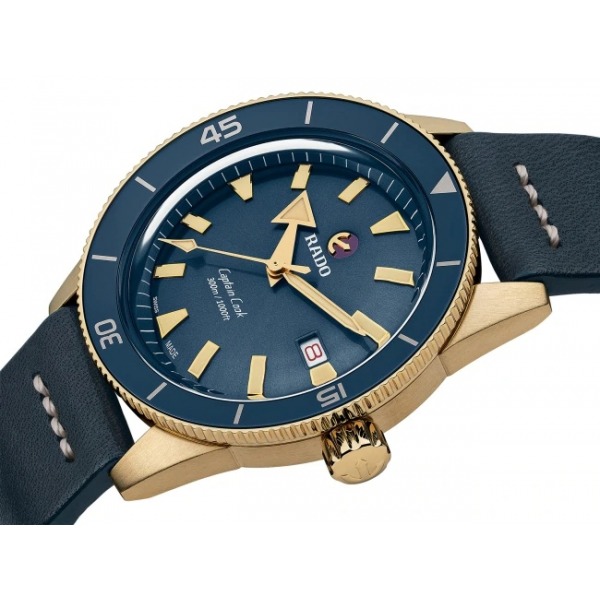 Montre Rado Captain Cook Automatic Bronze Cadran Bleu Bracelet Cuir